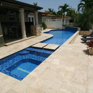 Remodeled Custom Swimming Pool and Spa with Fountain Feature in Pompano Beach