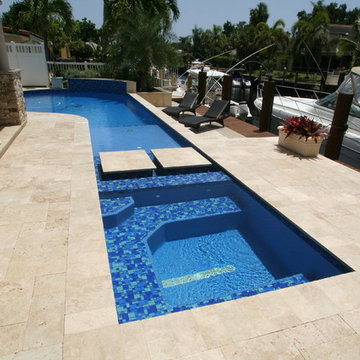 Remodeled Custom Swimming Pool and Spa with Fountain Feature in Pompano Beach