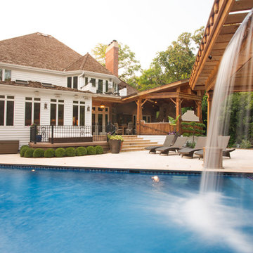 Resort Style Back Yard Waterfall Pool in Naperville