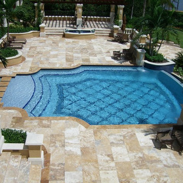 Resort styled backyard complete with pool