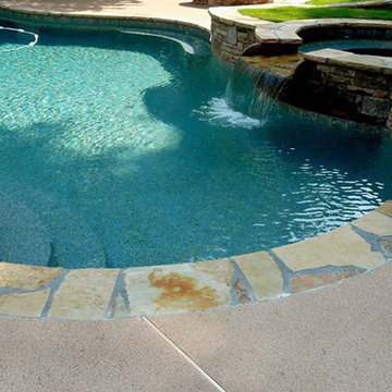 Resurfaced Pool Deck with Stone Accents