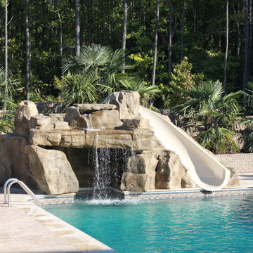 Rico Rock grotto, waterfall and slide into pool