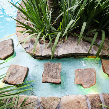 Rock Steps for Tropical Pool With Rock Steps in Palm Beach County Florida