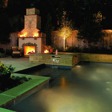 Saltwater Pool and Spa with Outdoor Fireplace