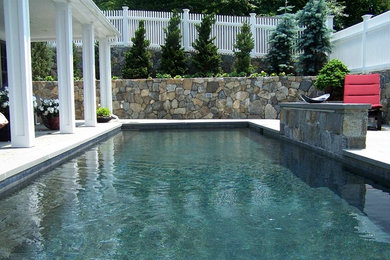 Design ideas for a contemporary swimming pool in New York.