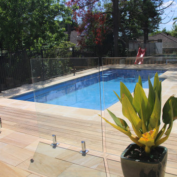 Sandstone Pool Paving and Timber Decking