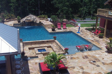 Inspiration for a coastal backyard pool remodel in Atlanta