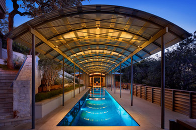 Pool - contemporary lap pool idea in Austin