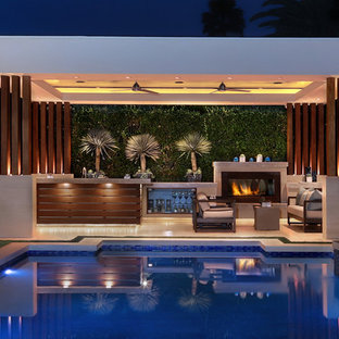the rectangular pool and triangular hot tub