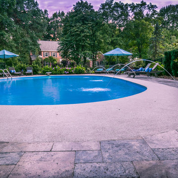 Sophisticated Silver Travertine Pool Area