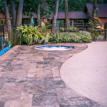 Sophisticated Silver Travertine Pool Area