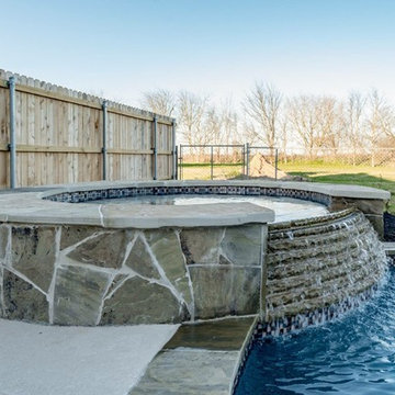 Spa with Flagstone Coping and Spillover