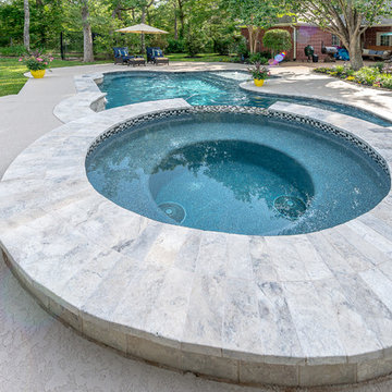 Spa with Travertine Coping