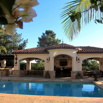 Spanish Colonial Revival Style Pool Cabana in Santa Barbara