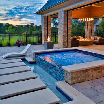 St. Charles Swimming Pool and Hot Tub with Floating Steps