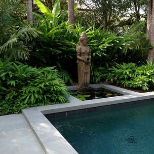 Zen rectangular pool photo in Houston