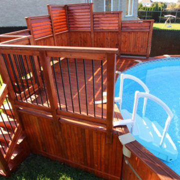 Stained Amber Poolside Privacy Fence