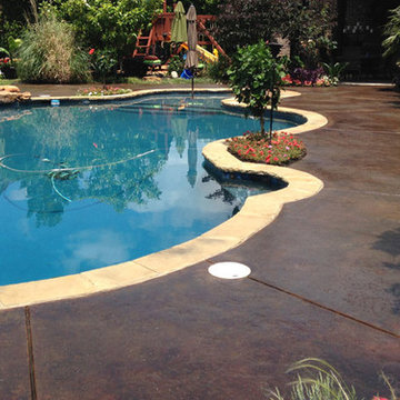 Stained Concrete Pool Deck and Play Area
