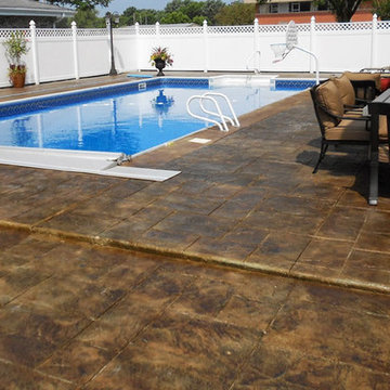 Stamped and Stained Decorative Concrete Pool Deck