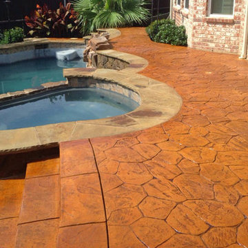 Stamped and Stained Random Stone Pool Deck