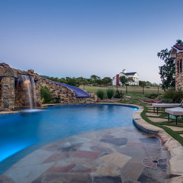 Stone Oasis -Luxury Swimming Pool with Grotto and Slide - Dallas, TX