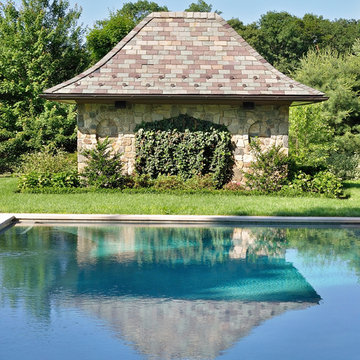Stone Pool House & Pergola