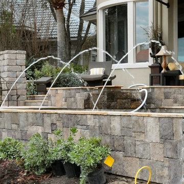Stone work for retaining walls and spa surround