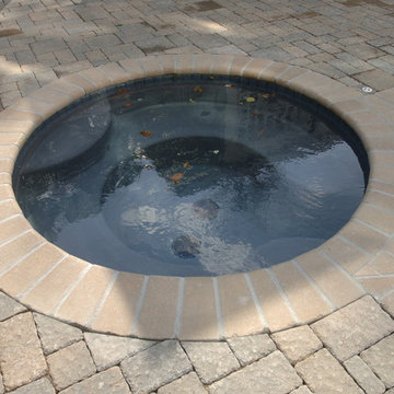 Stone work, hot tub, walls and poolscape