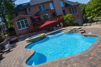 Swimming Pool & Spa Combo with Stone Pavers