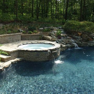 Swimming pool hot tub landscape dsign renovation in Huntington New York