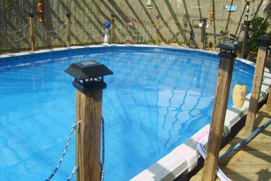 Example of an island style pool design in Oklahoma City