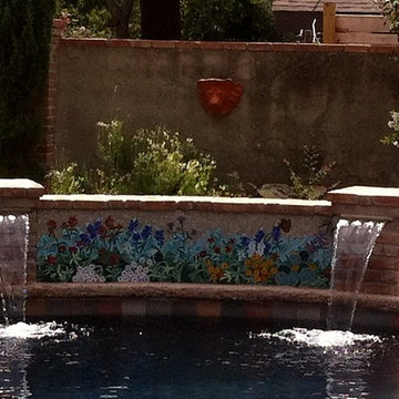 Texas wildflowers pool mural