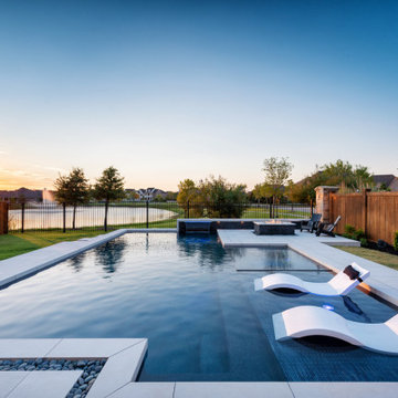 The Colony, TX - Modern Linear Pool and Fire Pit
