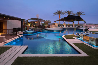 Example of a trendy custom-shaped pool design in Phoenix