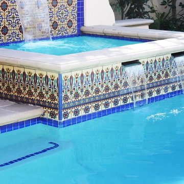 Tile Wall Water Feature and Pool