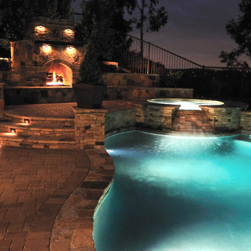Traditional Pool with Fireplace