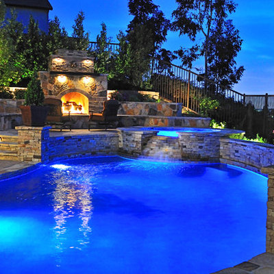 Example of a classic custom-shaped pool design in Orange County