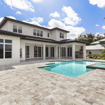Transitional Custom Home on Lake Clarice in Windermere
