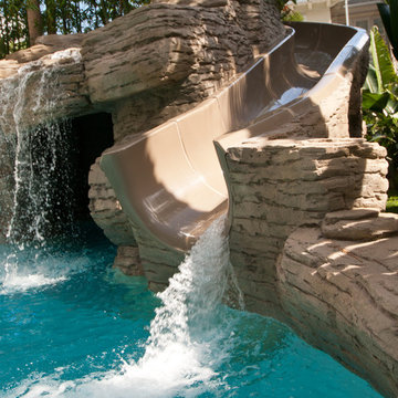 Tropical Oasis Pool with Waterfall