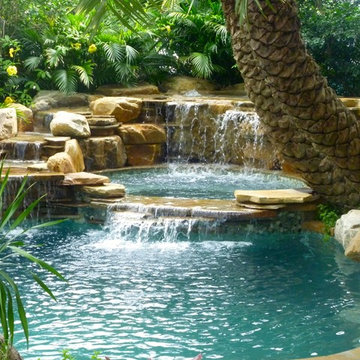Tropical pool waterfall