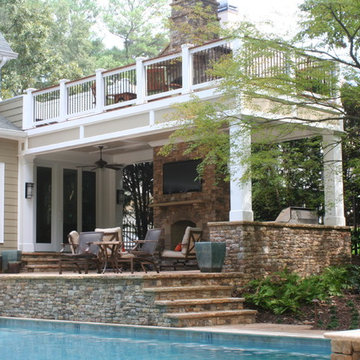 Two Story Deck with Fireplace, Pool & Spa