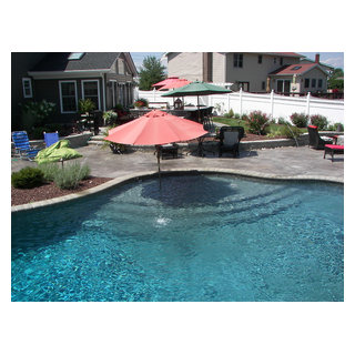 Upper Macungie salt water pool with sunshelf and waterfall ...