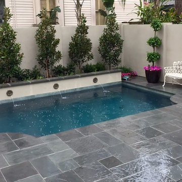 Valmont Pool, Stucco Walls and Flagstone Patio