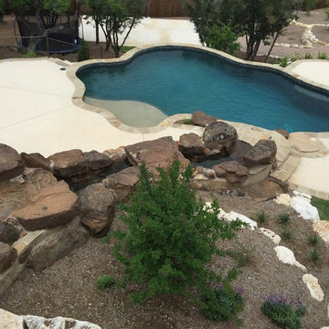 View from Deck of Pond flowing into Freeform Pool