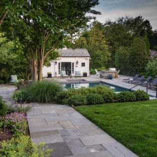 View towards pool and pool house