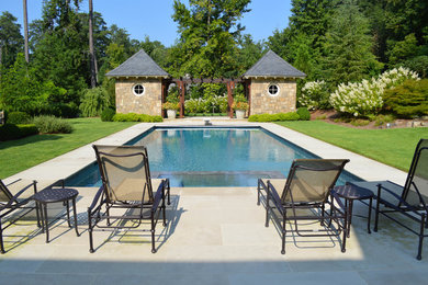 Ejemplo de piscina tradicional rectangular en patio trasero