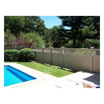 Vinyl Board Fence with Chestnut Hill Accent
