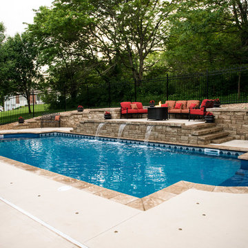 Vinyl-Lined Pool with Raised Water Feature