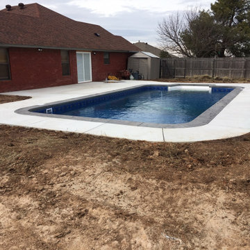 Vinyl Liner Sports Pool with Stamped & Colored Concrete Cantilever Coping