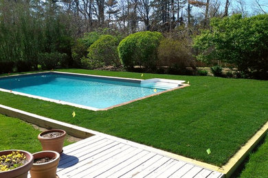 Inspiration for a rectangular pool remodel in New York